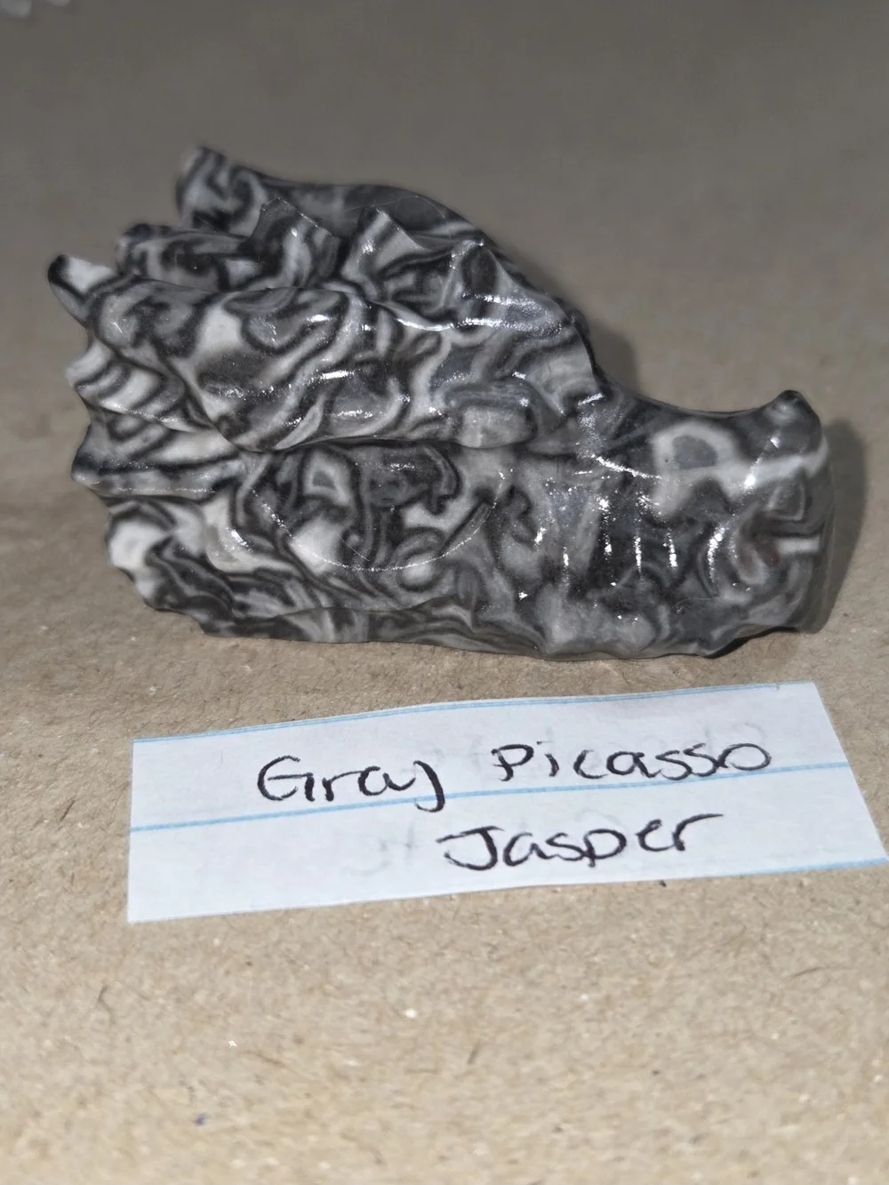 Detailed Picasso Jasper Crystal Carved Dragon Head Stone Sculpture Decor